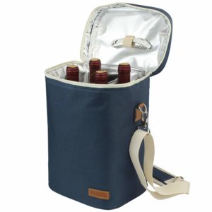 4 Bottle Insulated Wine Tote, Personalized Wine Carrier Bag, Travel Padded Wine Cooler with Corkscrew Opener and Adjustable Shoulder Strap
