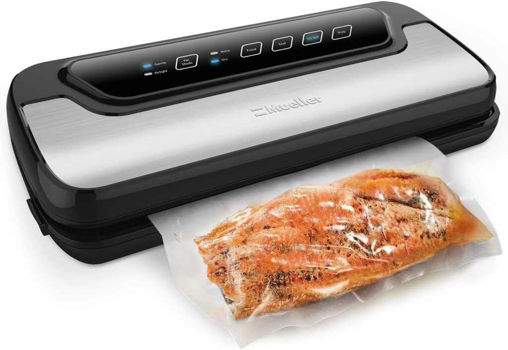 Vacuum Sealer Machine By Mueller | Automatic Vacuum Air Sealing System For Food Preservation w/Starter Kit | Compact Design | Lab Tested | Dry & Moist Food Modes | Led Indicator Lights
