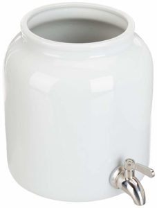 5 Liter Continuous Brew Kombucha Dispenser Jar with Stainless Steel Spigot (1.3 Gallon) Ceramic Kombucha Brew Vessel for Continuous Kombucha Batches with Cotton Cloth and Rubber Band (Natural White)