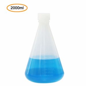 ULAB Scientific Conical Polypropylene Erlenmeyer flasks 2000ml Narrow Neck with Screw Cap Sets, Molded Graduations, UEF1004