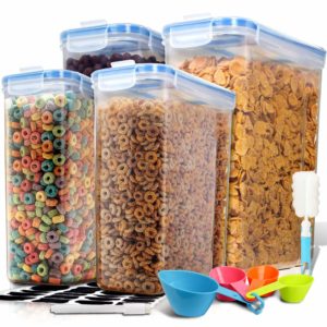 EXTRA LARGE Cereal Container, EAGMAK Airtight Dry Food Storage Containers, BPA Free Kitchen Pantry Cereal Storage Container Great for Flour, Snacks, Nuts & More (Set of 4, 213oz & 135oz)