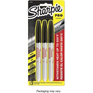 Sharpie 13763PP Industrial Fine Point Permanent Marker, Withstand Up To 500F, Designed for Industrial and Laboratory Users, Black Color, 1 Blister with 3 Markers