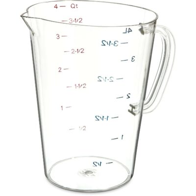 Carlisle FoodService Products 4314507 Commercial Plastic Measuring Cup, 1 Gallon, Clear