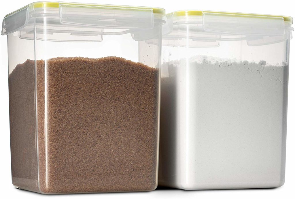 Komax Biokips Flour and Sugar Storage Containers | 2 Extra Large Sugar and Flour Canisters (175-oz) | BPA-Free, Airtight Food Storage Containers | For Dry Food, Baking Supplies, Flour, Sugar and Rice