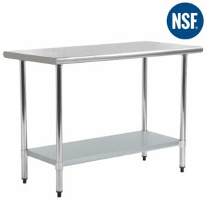 Kitchen Work Table Stainless Steel Metal Commercial NSF Scratch Resistent And Antirust Work Table With Adjustable Table Toot,24 X 48 Inches