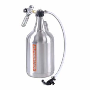 SuperHandy Growler 1 Gallon 128 Ounce Stainless Steel Double Wall Insulated Tap Dispenser for Craft/Draft/Homebrew Beer 30PSI Regulator Relief Ring Food Grade use 12/16 Gram 3/8"-24UNF Thread Cylinder