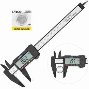 Digital Caliper with Large LCD Screen Plastic Electronic Vernier Caliper Measuring Tool, 0-6 In/0-150 mm Conversion Auto Off Featured with Extra 1 Battery by Bseen