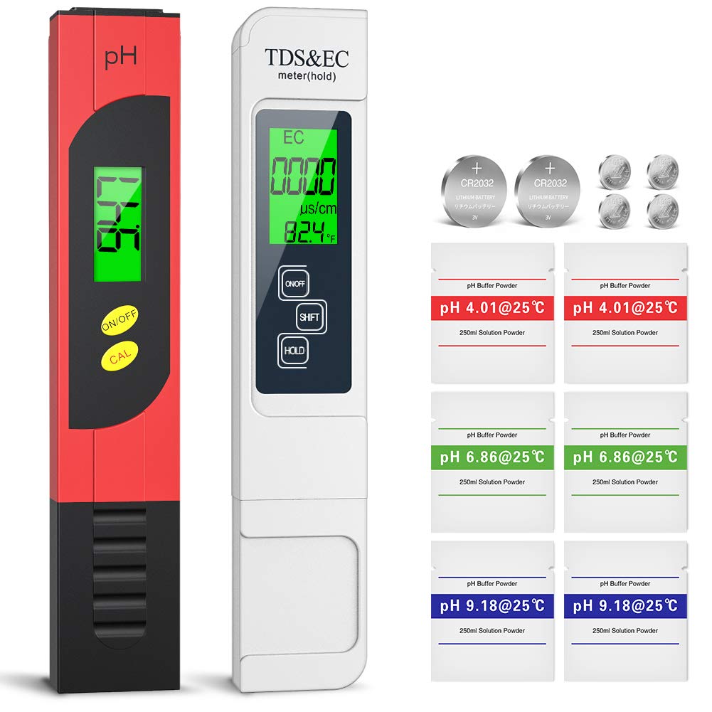 ZOTO PH Meter, TDS Meter, EC and Temperature Meter 4 in 1 Set with LCD Display, Conductivity Meter with High Accuracy, ATC Water Quality Tester for Drinking Water, Pool, Aquarium, Laboratory