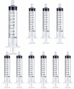 10 Pack of 10ml 10cc Plastic Oral Medication Syringes with Transparent Tip Cap W/o Needle for Scientific Labs, Measuring, Watering,refilling