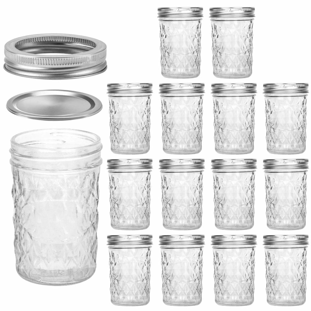 Mason Jars 8 OZ, VERONES 8 OZ Canning Jars Jelly Jars With Regular Lids, Ideal for Jam, Honey, Wedding Favors, Shower Favors, Baby Foods, 15 PACK