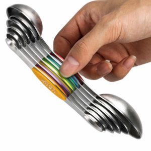 Magnetic Measuring Spoons Stainless Steel Set of 6 Dual Sided Stackable Teaspoon and Tablespoon for Measuring Dry and Liquid Ingredients