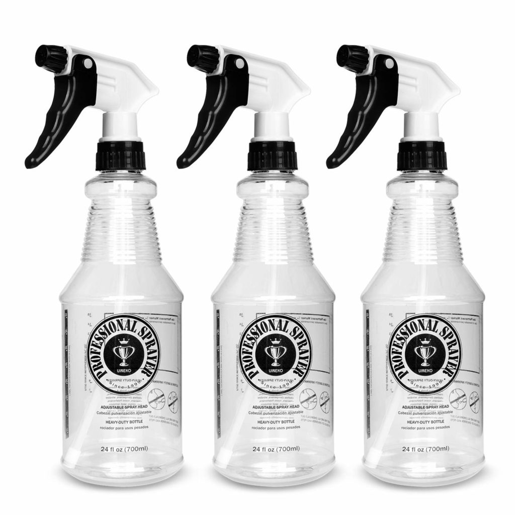 Plastic Spray Bottle 24oz 3-Pack with Clear Finish, Heavy Duty All-Purpose Empty Spraying Bottles Leak Proof Mist Water Sprayer for Cleaning Solutions...