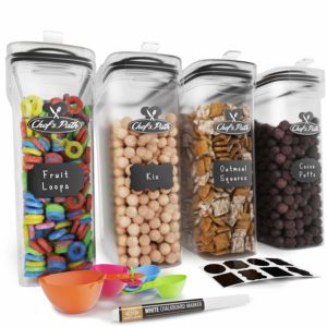 Cereal Container Storage Set - Airtight Food Storage Containers, 8 Labels, Spoon Set & Pen, Great for Flour - BPA-Free Dispenser Keepers (135.2oz) - Chef’s Path (4)