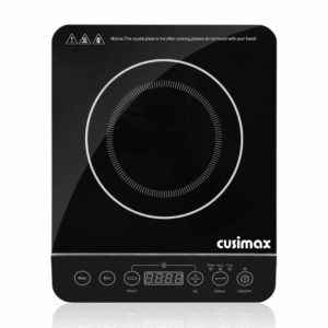 CUSIMAX Induction Cooktop 1800W Portable Induction Burner with Timer, Sensor Touch Electric Burner, 10 Temperature and 9 Power Setting, Kids Safety Lock for Cast Iron, Stainless Steel Cookware, 10.2''