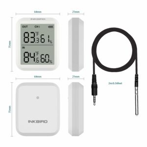 Inkbird ITH-20R Temperature and Humidity Monitor with 3 Transmitter Wireless Remote Sensor External Probe Support F and C Thermometer Indoor and Outdoor Baby Room Guitar