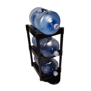Bottle Buddy 3 Tray Water Bottle Racking Storage System with Floor Protector, 3-Tier, Black