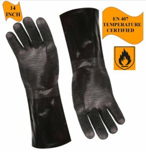 Artisan Griller BBQ Heat Resistant Insulated Smoker, Grill, Fryer, Oven, Brewing, Cooking Gloves. Great for Barbecue/Frying/Grilling – Waterproof, Fire&Oil Resistant Neoprene-1 Pair Size 9/LG-14”