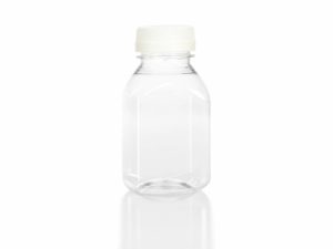 (12) 8 oz. Clear Food Grade Plastic Juice Bottles With Cap (12/pack) (White)