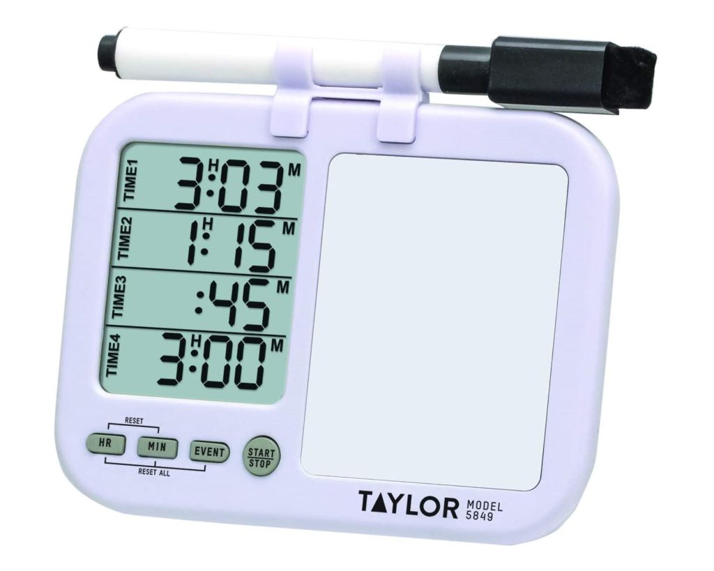 Taylor Precision Products Four-Event Kitchen Timer with Whiteboard