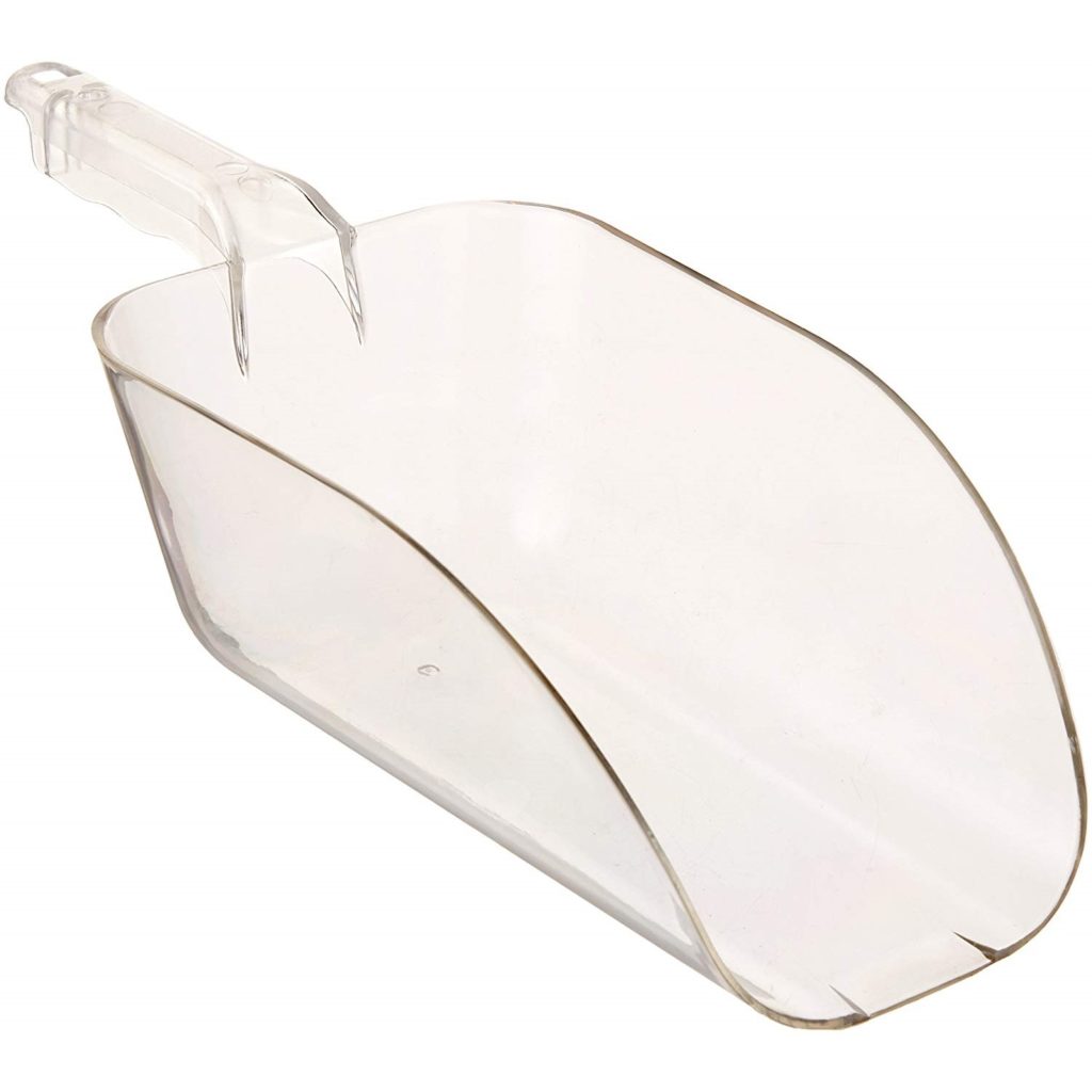 New Star Foodservice 34448 flat bottom ice scoop, 64 oz, Clear