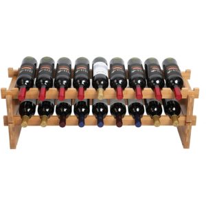 Finnhomy 18-Bottle Stackable Natural Bamboo Wine Display and Storage Rack