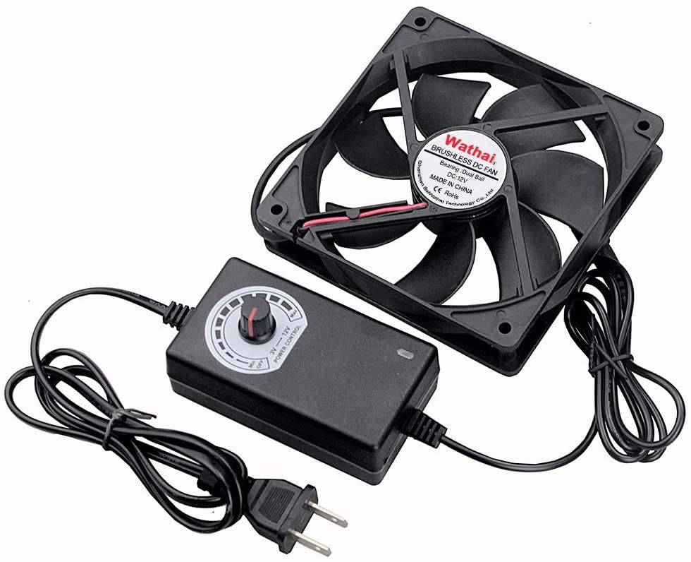 Wathai 120mm x 25mm 110V 220V AC Powered Fan with Speed Controller 3V to 12V, for Receiver DVR Playstation Xbox Component Cooling