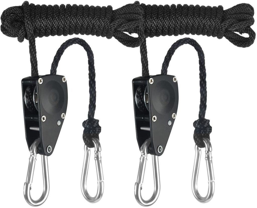 iPower GLROPEMG4 1-Pair 1/4 Inch 8-Feet Long Heavy Duty Adjustable Rope Clip Hanger (300lbs Weight Capacity), Black