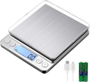 KUBEI Upgraded USB Charging Small Kitchen Scale, 3kg/0.1g Mini Food Electronic Scale, High Accuracy Cooking Scale, Pocket Scale for LCD Display
