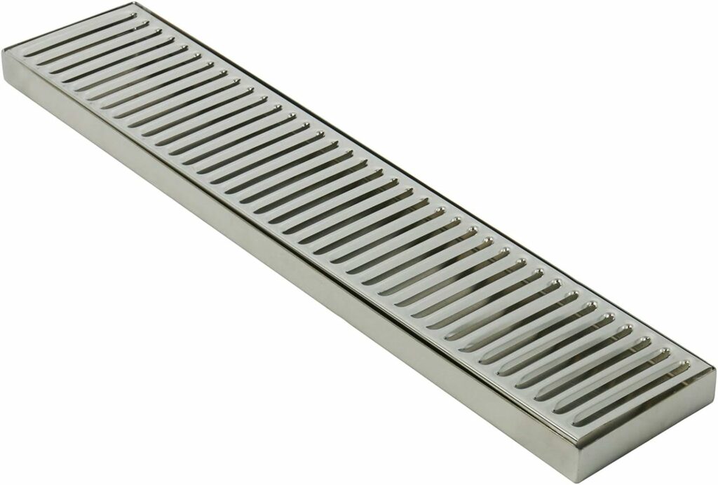 DasMarine 19" Length 4" Width Rectangular Stainless Steel Beer Surface Mount Drip Tray, No Drain, Silver