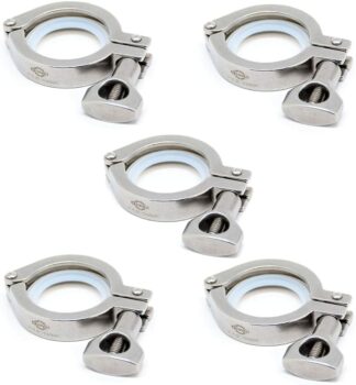 QiiMii 13MHHM Stainless Steel 304 Single Pin Heavy Duty Tri Clamp with Wing Nut for Ferrule TC 1.5"(5 Pack) (1.5 Inch)