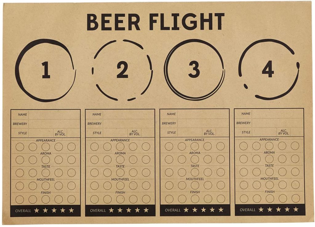 SB Design Studio Sips Recyclable Brown Kraft Paper Party Placemats, 24-Count, Beer Flight
