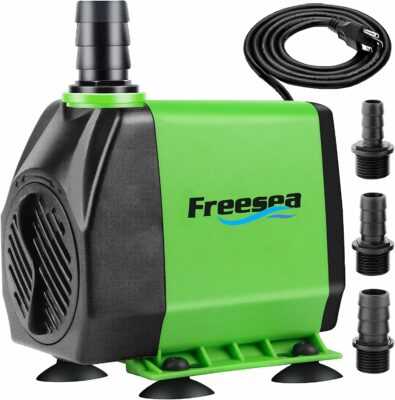 FREESEA Fountain Submersible Water Pump: 800GPH 45W Adjustable Ultra Quiet Aquarium Pump with 3 Nozzles 10ft High Lift for Small Pond | Fish tank | Waterfall | Outdoor | Hydroponics