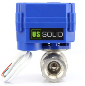 Motorized Ball Valve- 1/2" Stainless Steel Ball Valve with Full Port, 9-24V AC/DC and 2 Wire Auto Return Setup by U.S. Solid