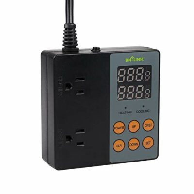 BN-LINK Digital Temperature Controller Heating Cooling 2-Stage Outlet Thermostat Controller Plug for Reptiles Aquarium Carboy Homebrew Breeding Fermenter Seed Germination °C/°F -40-176°F 15A/1875W
