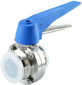 Homend 1.5" Sanitary Tri Clamp Butterfly Valve with Trigger Handle and Silicone Seal, Stainless Steel 304 (1.5" OD:38.1MM; Ferrule Size : 50.5MM)