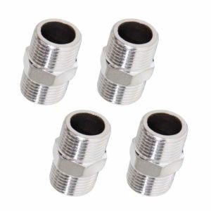 Horiznext 1/2" Male x 1/2" Male Hex Nipple Stainless Steel 304 Threaded Pipe Fitting NPT