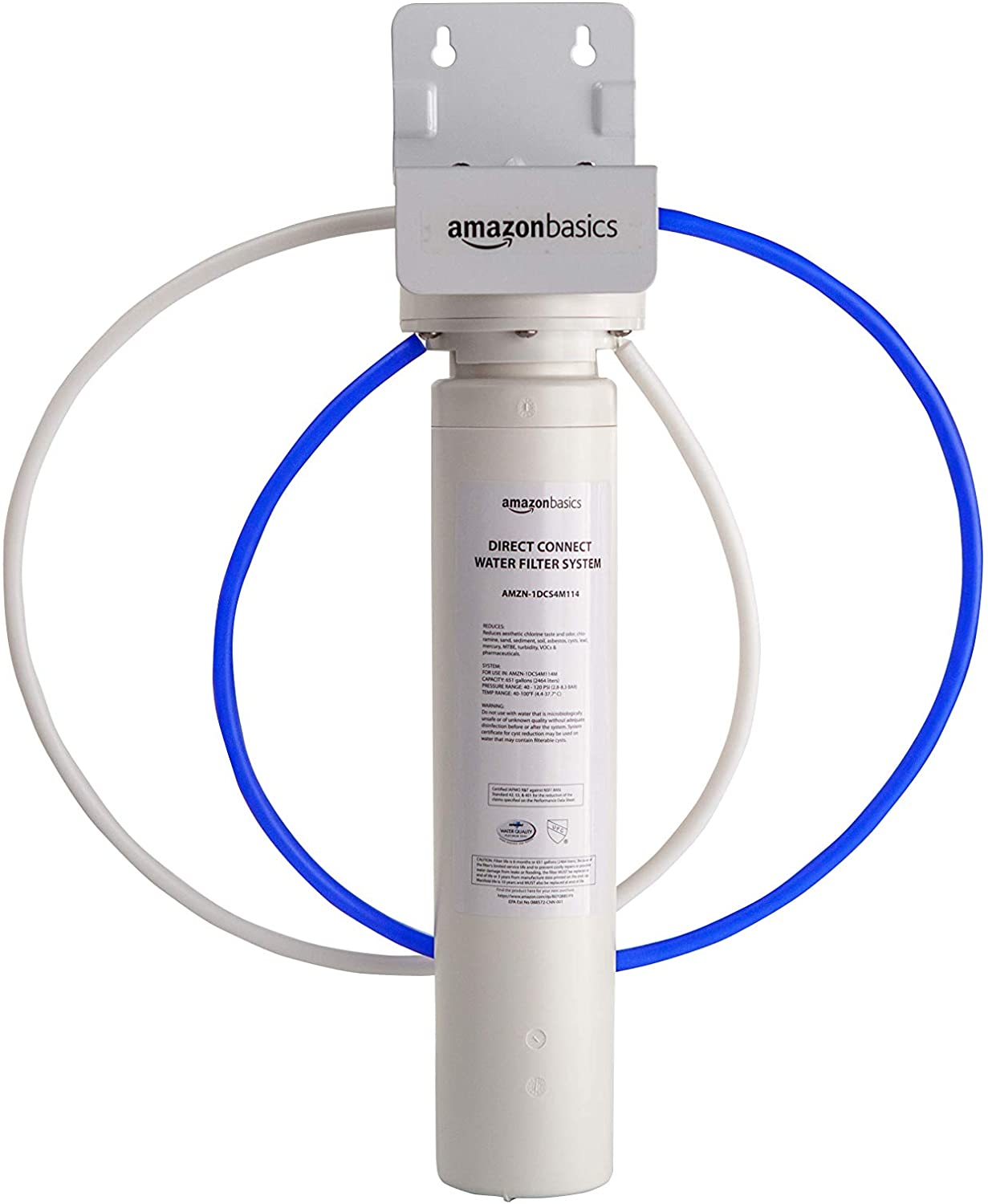 AmazonBasics AMZN-PB-1DCS4M114M Direct Connect Full Flow High Capacity System Under Counter Water Filter, White