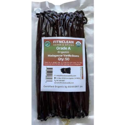 50 Organic Grade A Madagascar Vanilla Beans. Certified USDA Organic. ~5" by FITNCLEAN VANILLA. Bulk for Extract and all things Vanilla. Fresh Bourbon NON-GMO Pods 