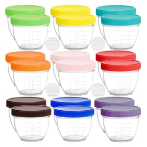 Youngever 18 Pack Baby Food Storage, 2 Ounce Baby Food Containers with Lids and Labels, 9 Assorted Colors