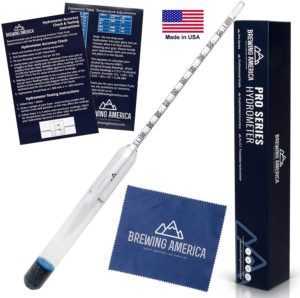 American-Made Precision Hydrometer Alcohol by Volume ABV Tester – Accurate Final Gravity Testing, Finished Beer - Pro Series Finishing NIST Traceable (SINGLE) Brewing America
