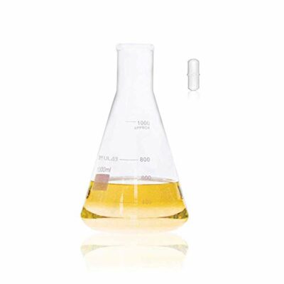 ULAB Scientific Narrow-Mouth Glass Erlenmeyer Flask with Magnetic stir bar Offered, Vol.1000ml, 3.3 Borosilicate with Printed Graduation, UEF1007