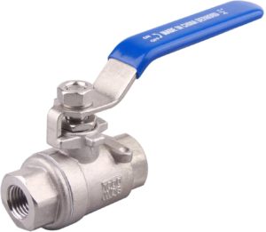 DERNORD Full Port Ball Valve Stainless Steel 304 Heavy Duty for Water, Oil, and Gas with Blue Locking Handles (1/2" NPT)