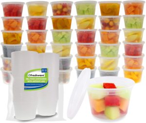 Freshware Food Storage Containers [50 Set] 16 oz Plastic Deli Containers with Lids, Slime, Soup, Meal Prep Containers | BPA Free | Stackable | Leakproof | Microwave/Dishwasher/Freezer Safe