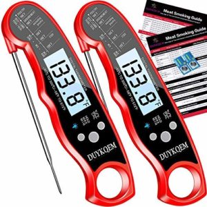 DUYKQEM Instant Read Meat Thermometer - (2 Pack) Waterproof Digital Kitchen Cooking Food Thermometer with Backlight-Best Quick Temp Probe for Grill BBQ Smoker Chefs-Internal Grilling Temperature Chart