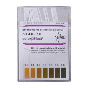 ColorpHast pH Strips - 4.0 to 7.0 (100 Strips) MT629