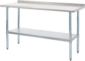 Rockpoint Carmona Tall NSF Stainless-Steel Commercial Kitchen Work Table with Backsplash and Adjustable Shelf, 60 x 24 Inch