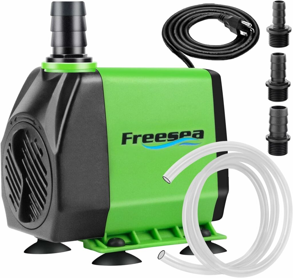 FREESEA Aquarium Submersible Water Pump: 800GPH 45W Adjustable Ultra Quiet Fountain Pump with 5ft Tubing Hose for Fish tank | Small Pond | Waterfall | Outdoor | Hydroponics 