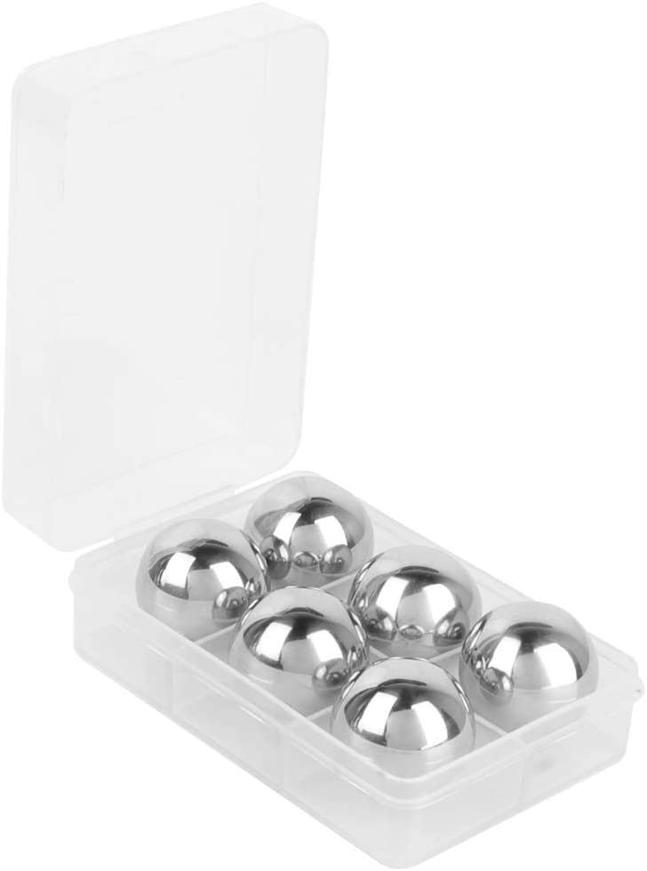 Ice Cube,6Pcs Stainless Steel Whiskey Vodka Stones Ball Ice Chiller Stone Beer Wine Cooling Ball for Whiskey Cocktail Stackable