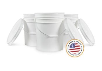 5 Gallon White Bucket & Lid - Set of 6 - Durable 90 Mil All Purpose Pail - Food Grade - Plastic Container