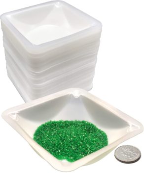 Pure Ponta Weigh Boats Medium | 125 Pack 100ml Weighing Boats Measuring & Mixing Powders & Liquids with Easy Pour Design | (3.5 x 3.5 x 1 in) Disposable Plastic Square Lab Dish Scale Tray